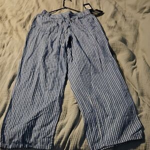 NWT Jones New York Blue Striped Wide Leg Pants